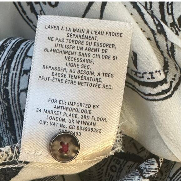 Anthropologie Conversations Clock Print Blouse #27 Limited Edition Size 0 - Picture 6 of 7